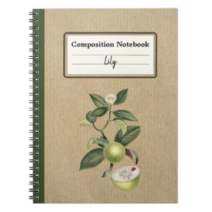 Vintage Green Mangosteen Personalized Composition Notebook