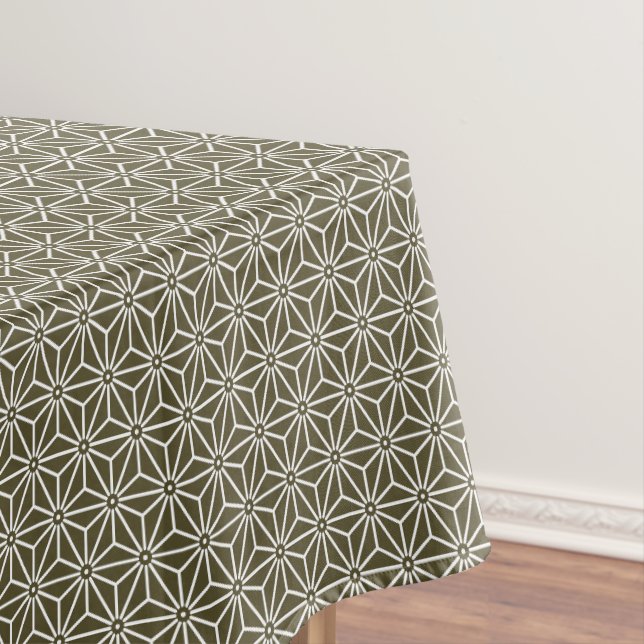 Vintage Green Matsuba Asanoha Japan Pattern Tablecloth (In Situ)