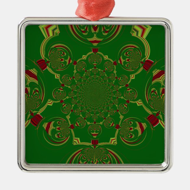 Vintage Green Metal Ornament (Front)