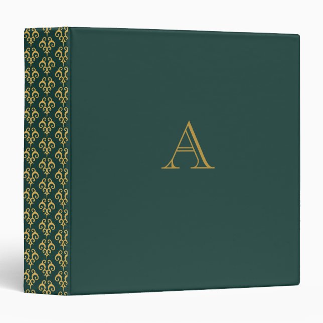 Vintage Green Monogram Album Binder Gift (Front/Spine)
