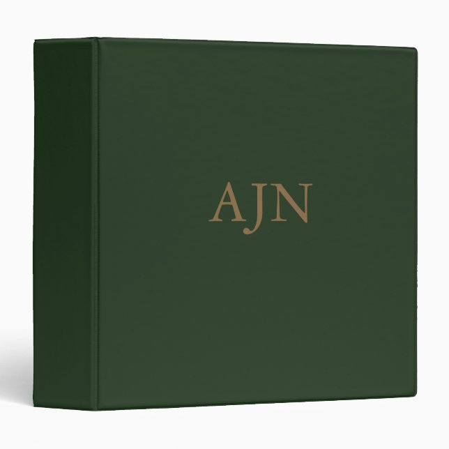 Vintage Green Monogrammed Binder Gift (Front/Spine)