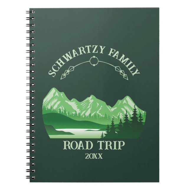Vintage green Mountain lake Sunset Notebook (Front)