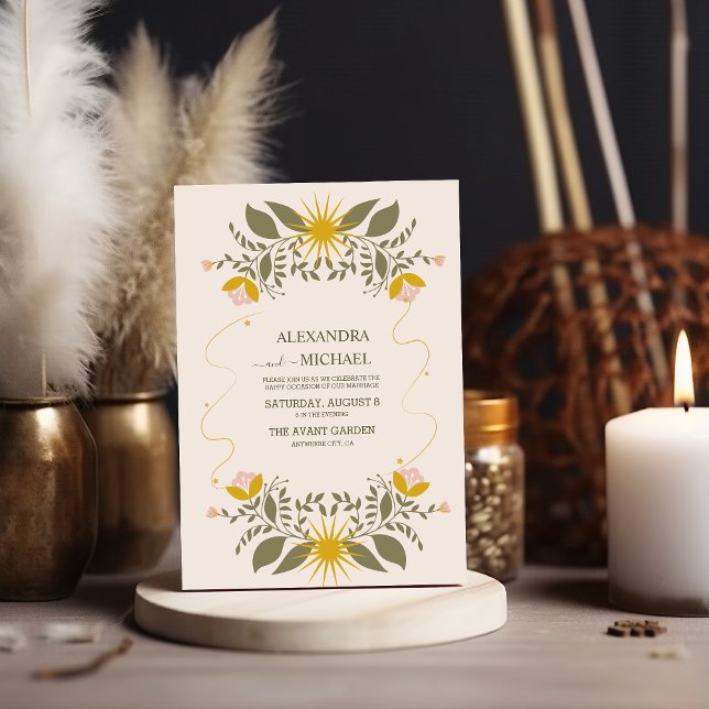 Vintage Green Mystical Botanical Wedding Invitation (Creator Uploaded)
