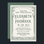 Vintage Green Old Print Wedding Invitation<br><div class="desc">Vintage Green Old Print Wedding Invitation</div>