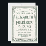 Vintage Green Old Print Wedding Invitation<br><div class="desc">Vintage Green Old Print Wedding Invitation</div>