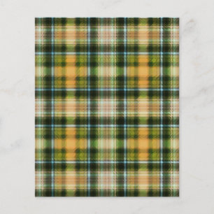 Vintage Green Orange plaid pattern paper sheets