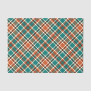 Vintage Green Orange Plaid Tissue Paper
