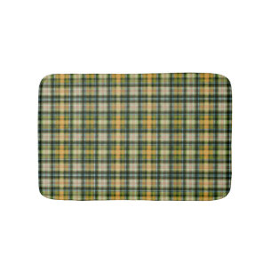 Vintage Green orange St Patrick plaid pattern  Bath Mat