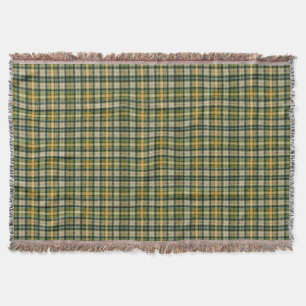 Vintage Green orange St Patrick plaid pattern Throw Blanket