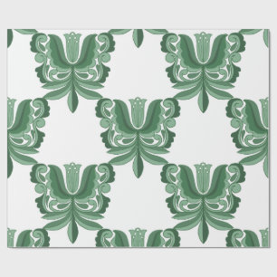 Vintage Green Ornate Botanical Pattern Wrapping Paper