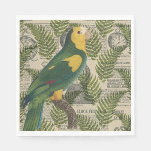 Vintage Green Parrot Tropical Napkin