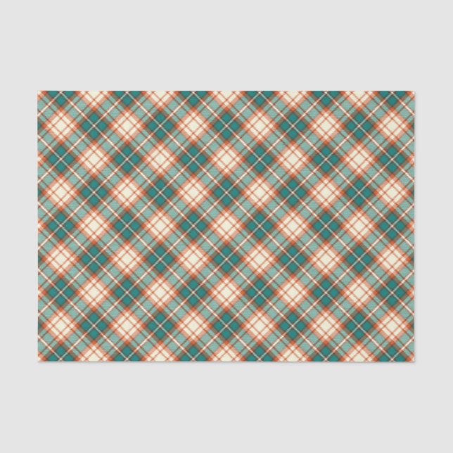 Vintage Green Plaid Chequered Tissue Paper (Front)