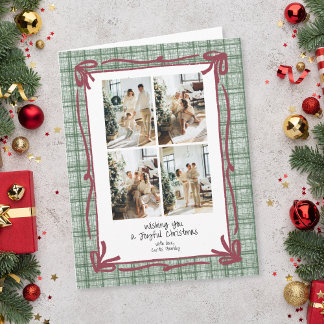 Vintage Green Plaid Christmas Photo Card