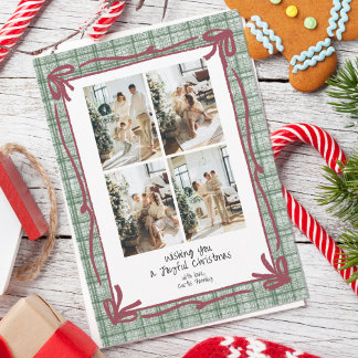 Vintage Green Plaid Christmas Photo Card