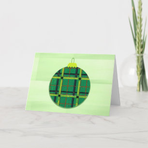Vintage Green Plaid Ornament Christmas Card