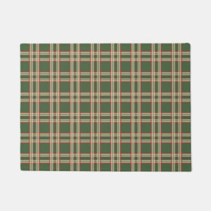 Vintage Green Plaid Pattern Doormat