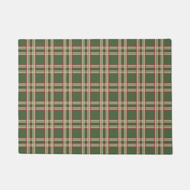 Vintage Green Plaid Pattern Doormat (Front)