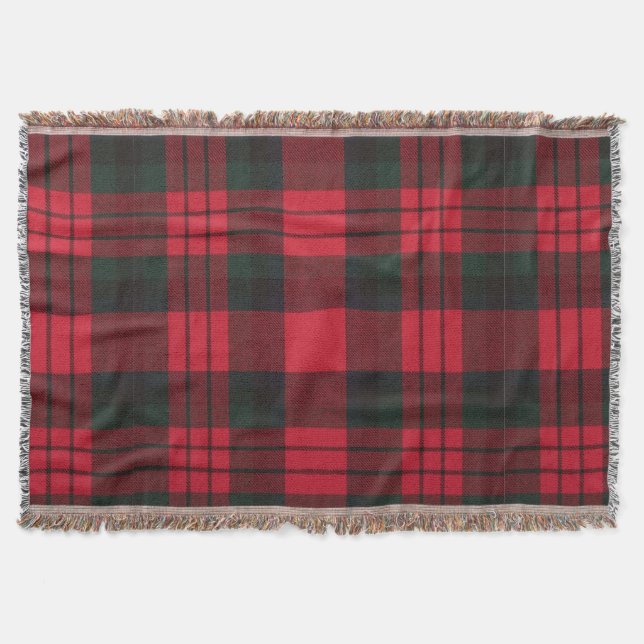 Vintage Green Plaid Pattern Throw Blanket (Front)