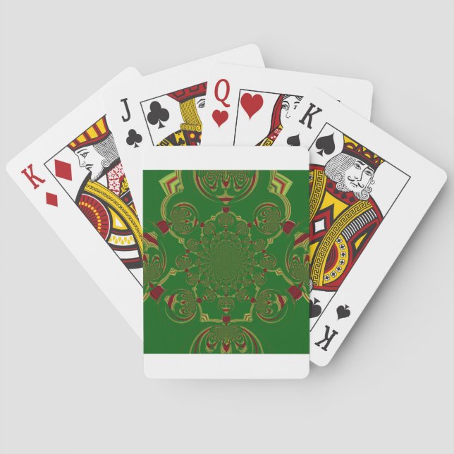 Vintage Green Playing Cards (Back)