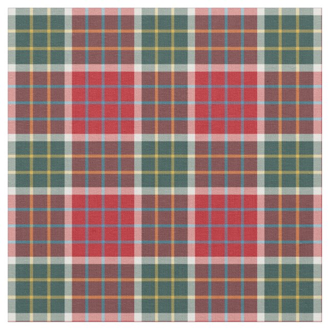 Vintage Green, Red, and Blue Scottish Plaid Fabric (Close Up)