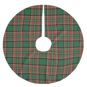 Vintage green red black yellow rustic tartan plaid brushed polyester tree skirt