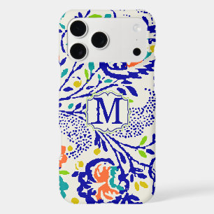 Vintage Green Royal Blue Damask Monogram iPhone 5