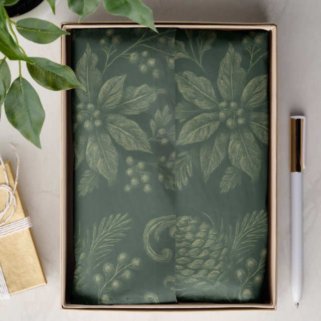 Vintage Green Rustic Deer  Tissue Paper (Creator Uploaded)
