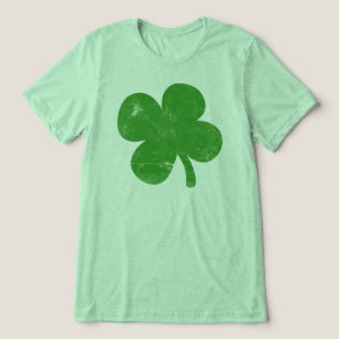 Vintage Green Shamrock Four Leaf Clover Graphic Tri-Blend Shirt