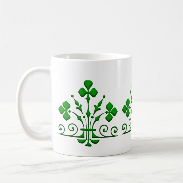 Vintage Green Shamrocks Pattern Mug (Left)