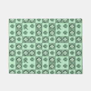 Vintage Green St Patrick retro shamrock pattern D Doormat