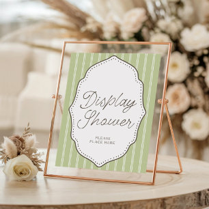 Vintage Green Stripe Display Shower Sign