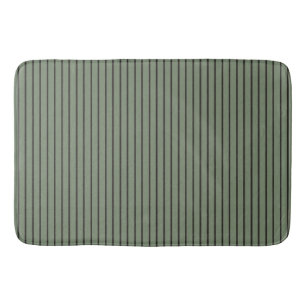 Vintage Green Stripes  Bath Mat