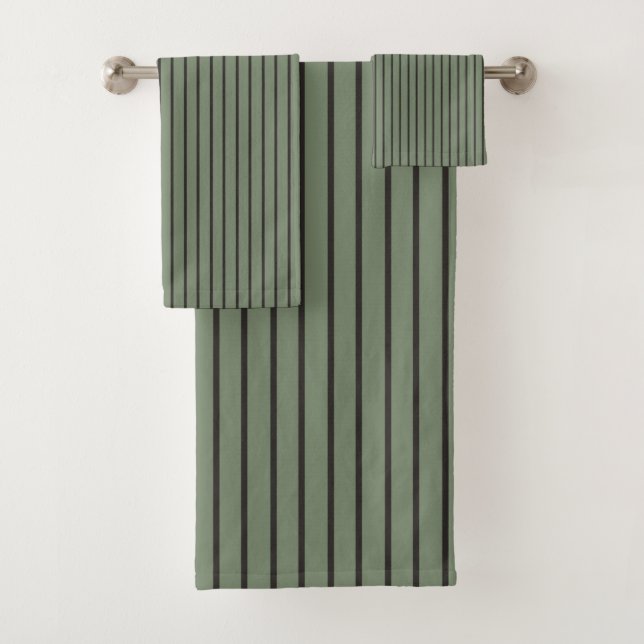 Vintage Green Stripes  Bath Towel Set (Insitu)
