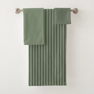 Vintage Green Stripes Bath Towel Set