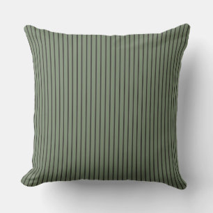 Vintage Green Stripes Throw Pillow