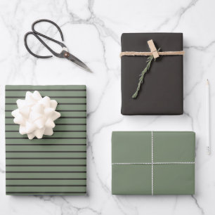 Vintage Green Stripes   Wrapping Paper Sheet
