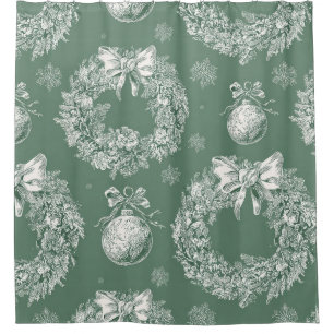 Vintage Green Toile Christmas Wreath (2)