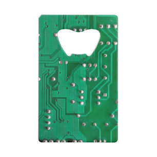 Vintage Green Transistor Circuit Board Credit Card Bottle Opener