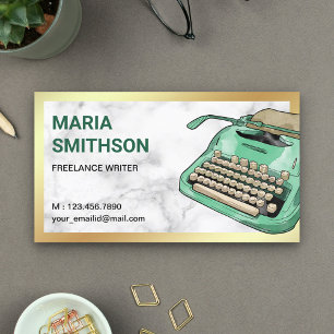 Vintage Green Typewriter QR Code Writer Author Business Card