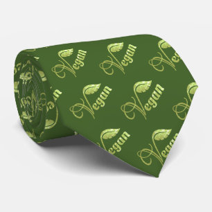 Vintage Green Vegan Logo Leaf  Tie