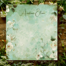 Vintage Green Watercolor Floral Notepad