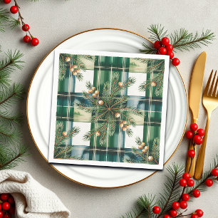 Vintage Green White Gingham Pattern Napkin