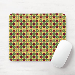Vintage Green Yellow Red Barcelona Star Geometric  Mouse Pad