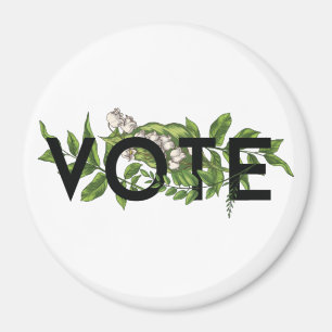 Vintage Greenery Floral Elegant Feminine Go Vote Magnet