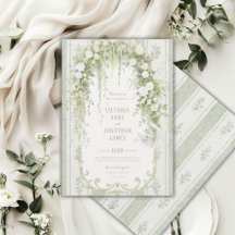 Vintage Greenery Floral Elegant Sage Green Wedding