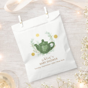 Vintage Greenery Orange Par-Tea Baby Shower  Favour Bag