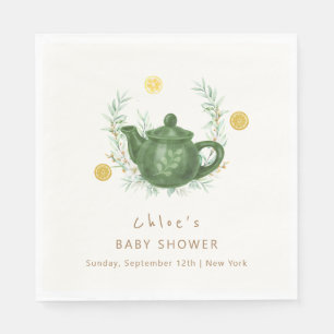 Vintage Greenery Orange Par-Tea Baby Shower Napkin