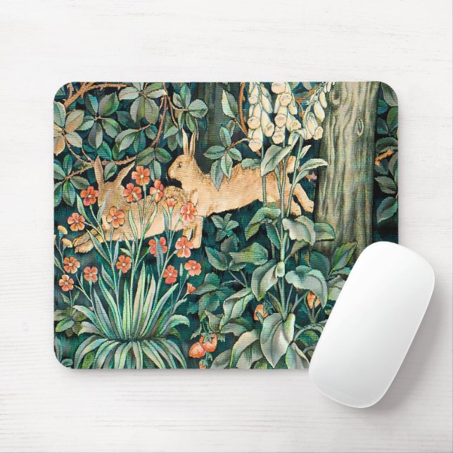 Vintage "Greenery" - Tree Flower & Rabbit Mouse Pad (With Mouse)