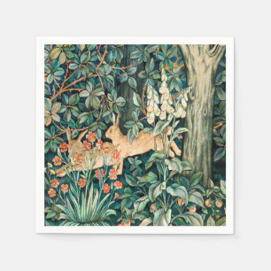 Vintage "Greenery" - Tree Flower & Rabbit Napkin