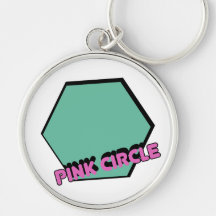 Vintage Greenish Hexagon with Pink Circle Text